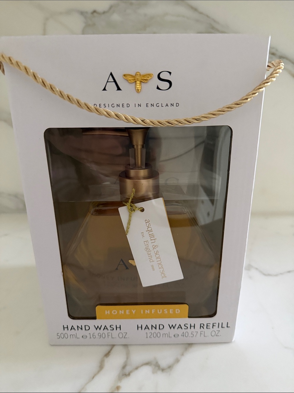 AS Apothecary Honey Infused Hand Wash - Gold Bee and 40 fl ounces refill